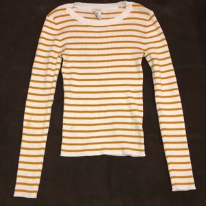 Forever 21 Striped Sweater S: Med White/Gold
